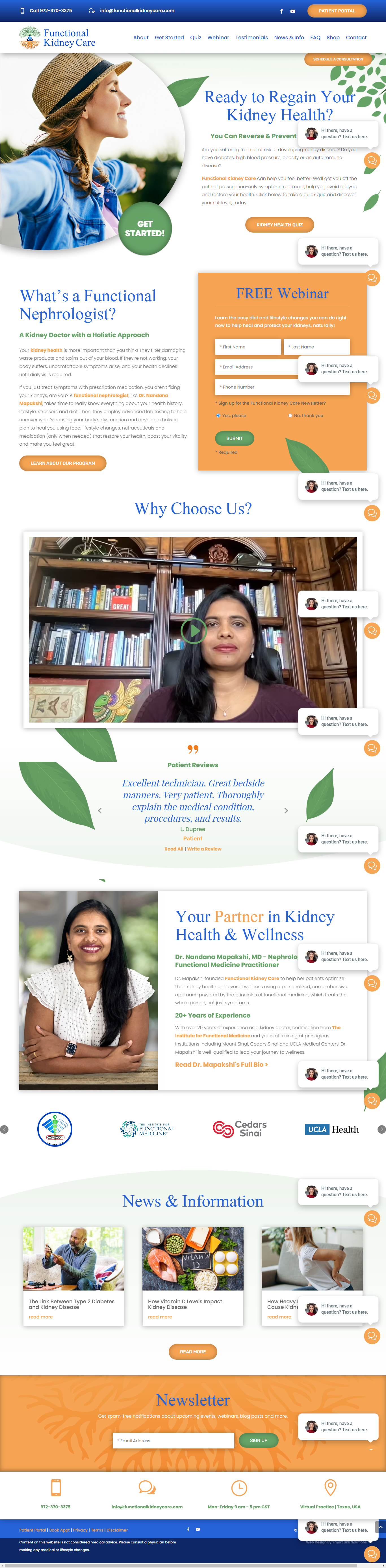 Functional Kidney Care Homepage Screenshot
