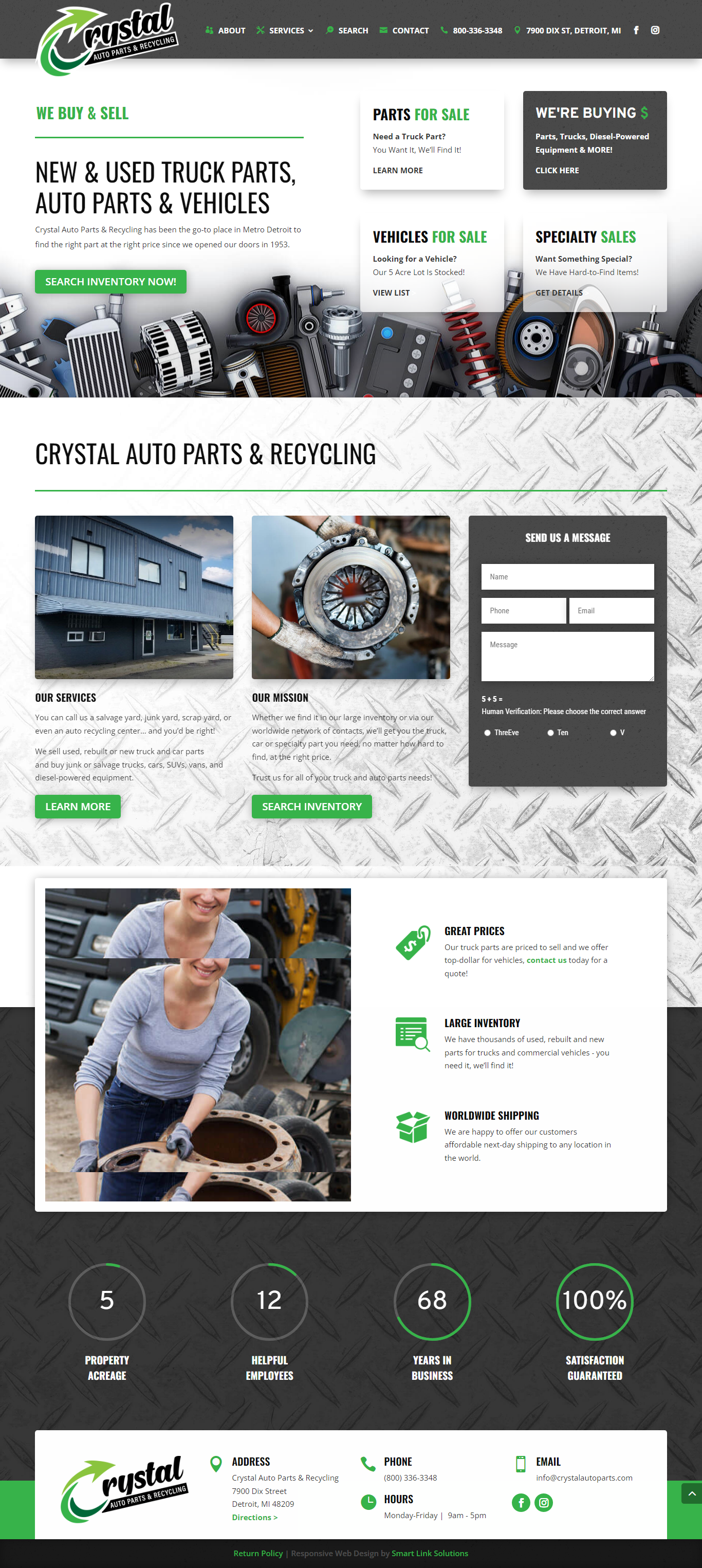Crystal Autoparts Homepage Screenshot