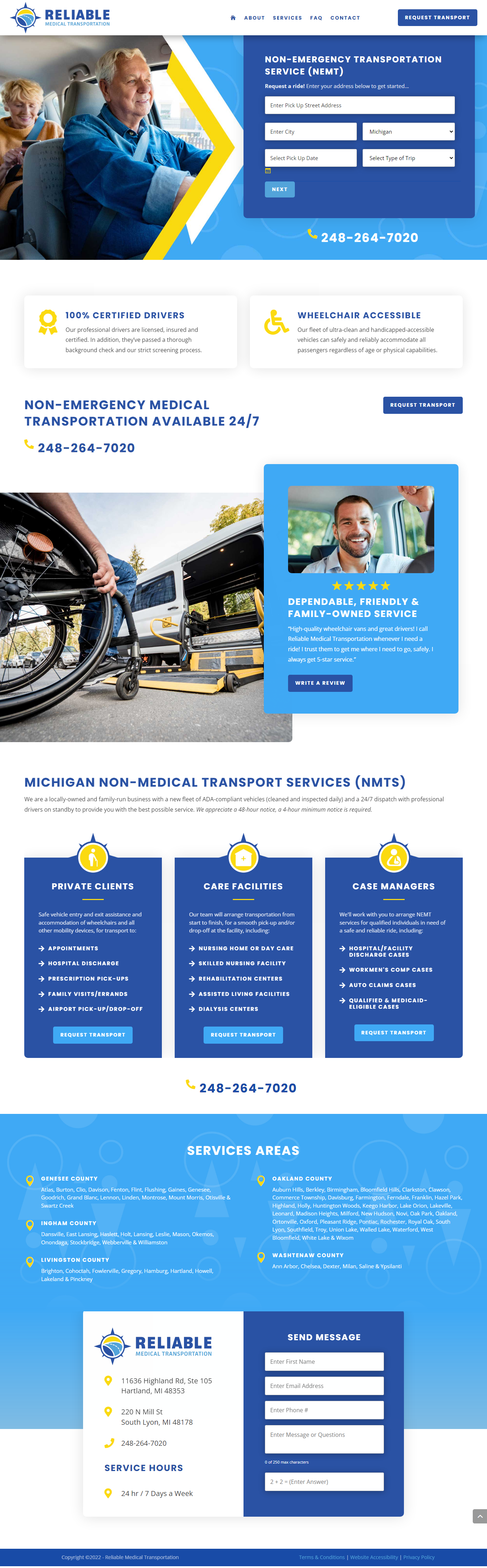 Reliable Medical Transportation Homepage Screenshot