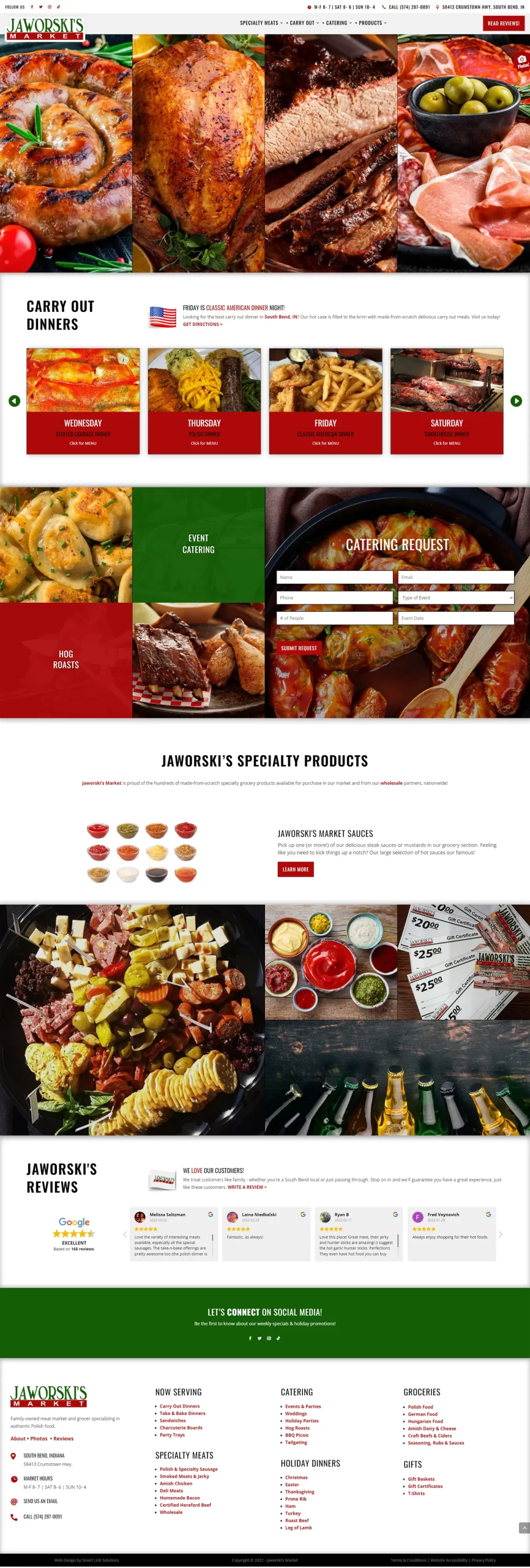 Jaworski's Market Homepage Website Design Deli Market Restaurant