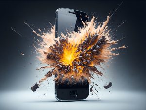 A cell phone explodes from the sheer harshness of bad reviews