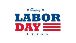 "Happy Labor Day" in red, white, and blue