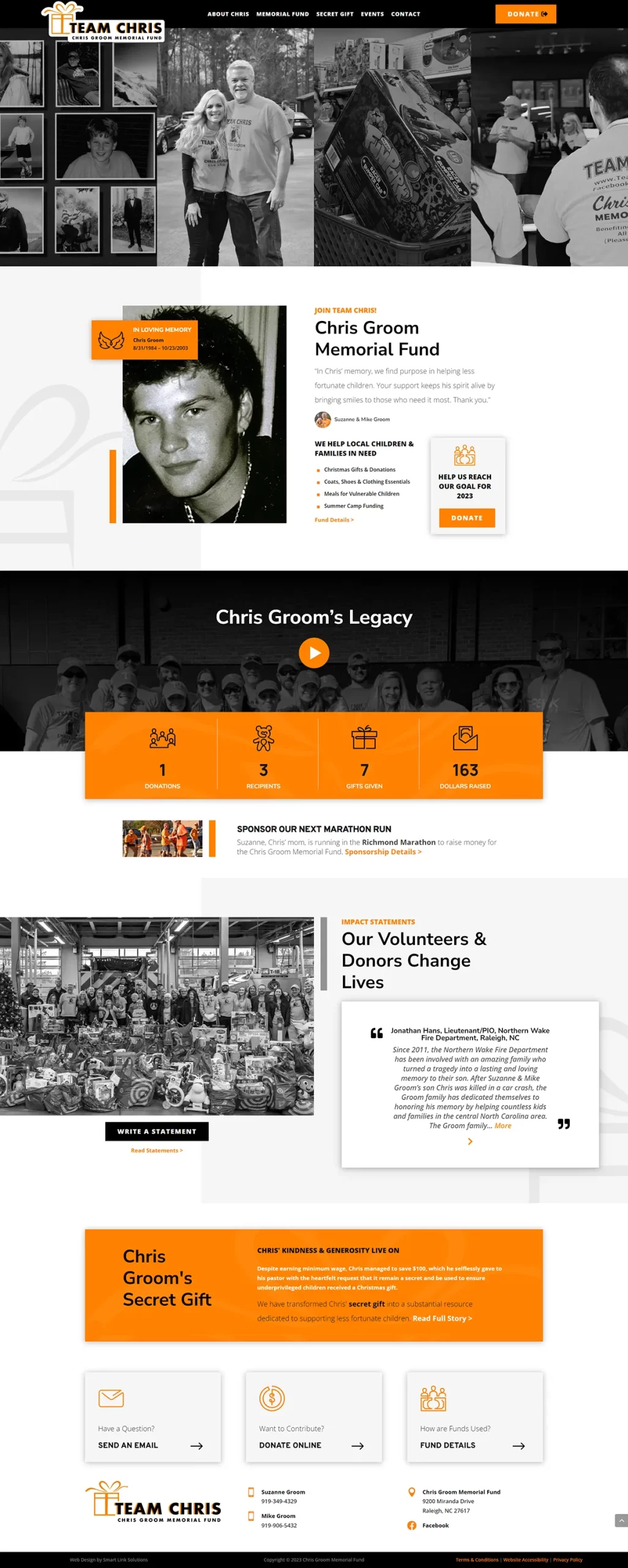 Chris Groom Memorial Fund Charity Website Homepage Screenshot