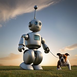 a robot walks a dog