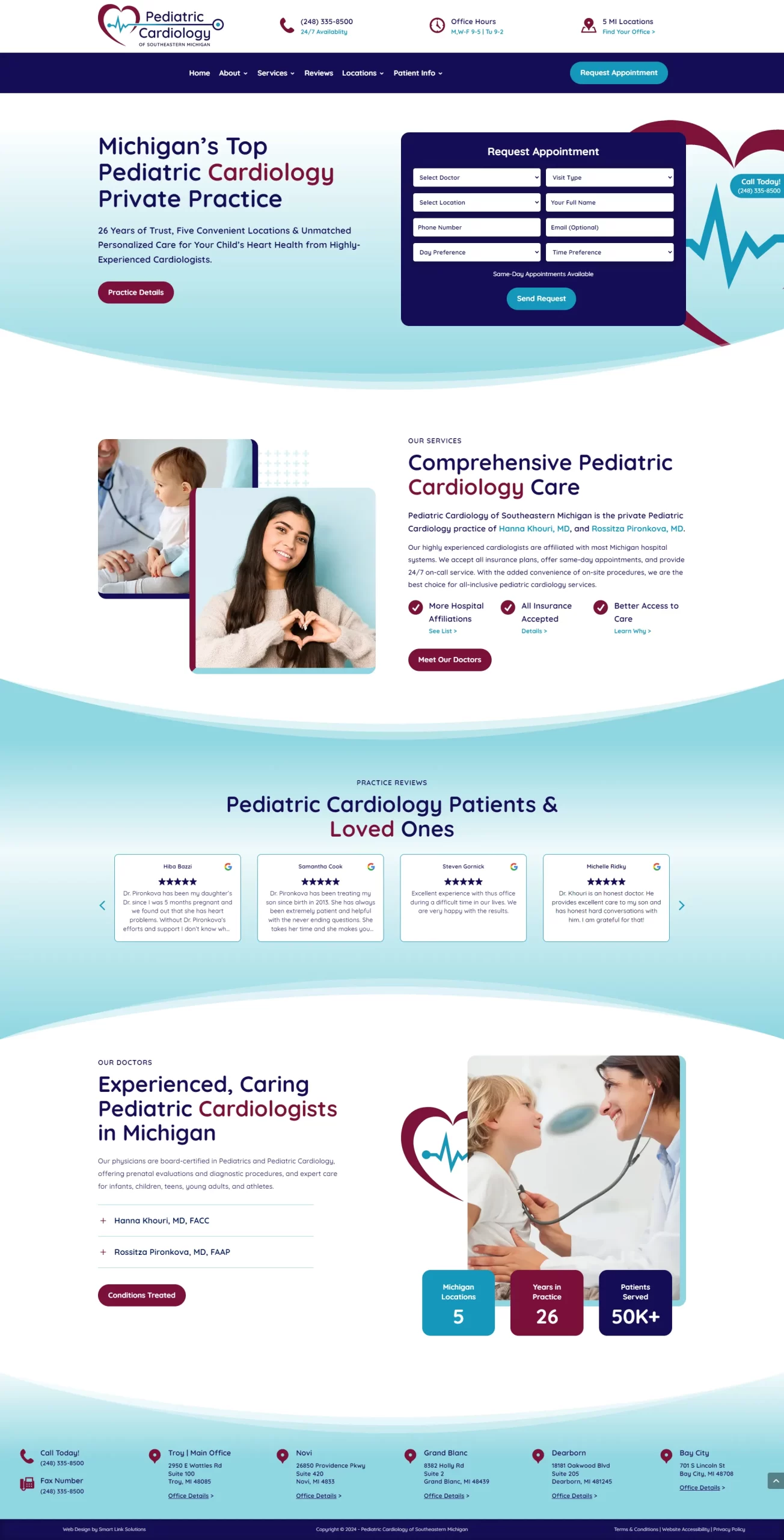Pediatric Cardiology of Southeastern Michigan Homepage Screenshot