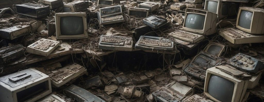 A.I. generated image of dusty old computers