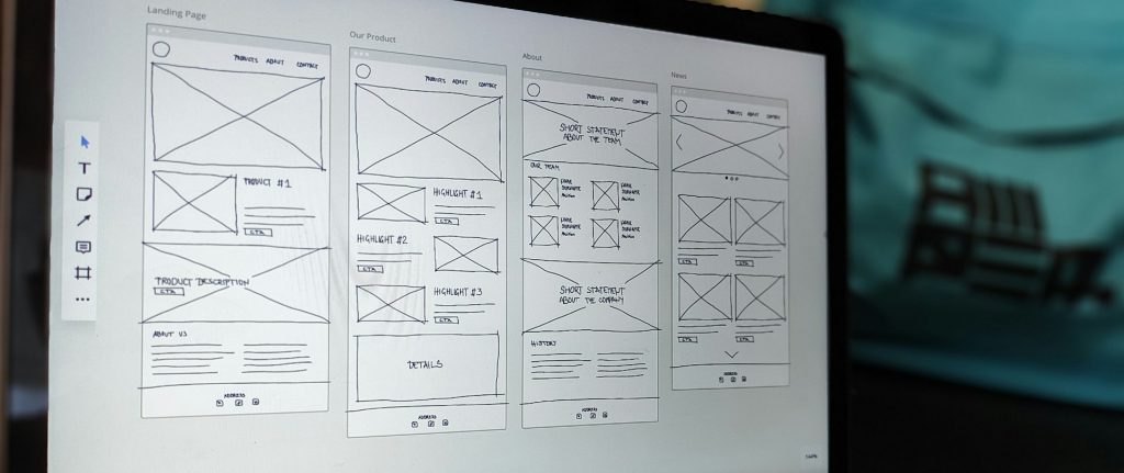 web design blueprints on a monitor