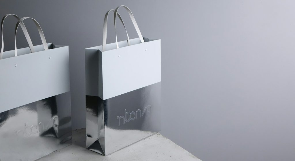 stylish silver shopping bags