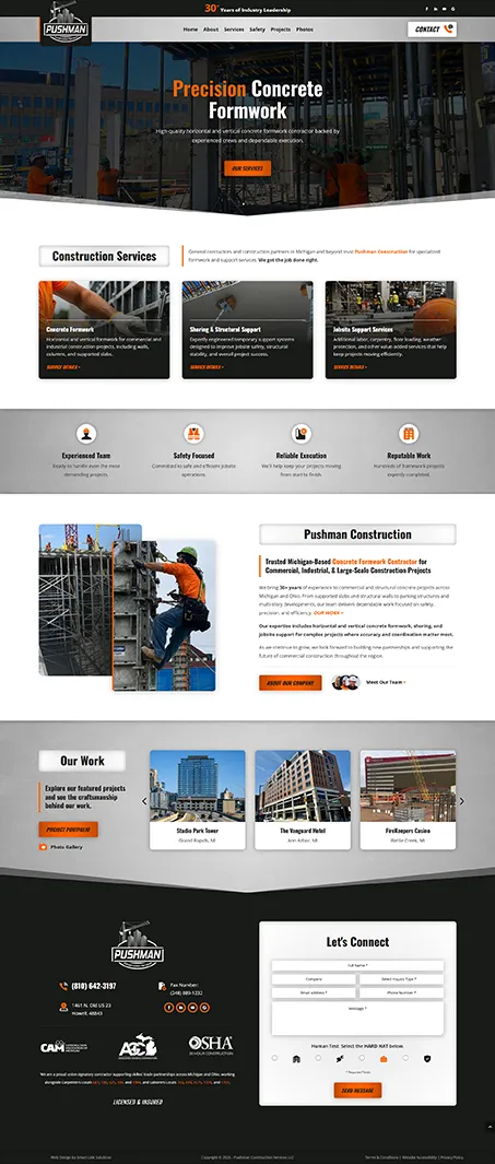 pushman construction homepage