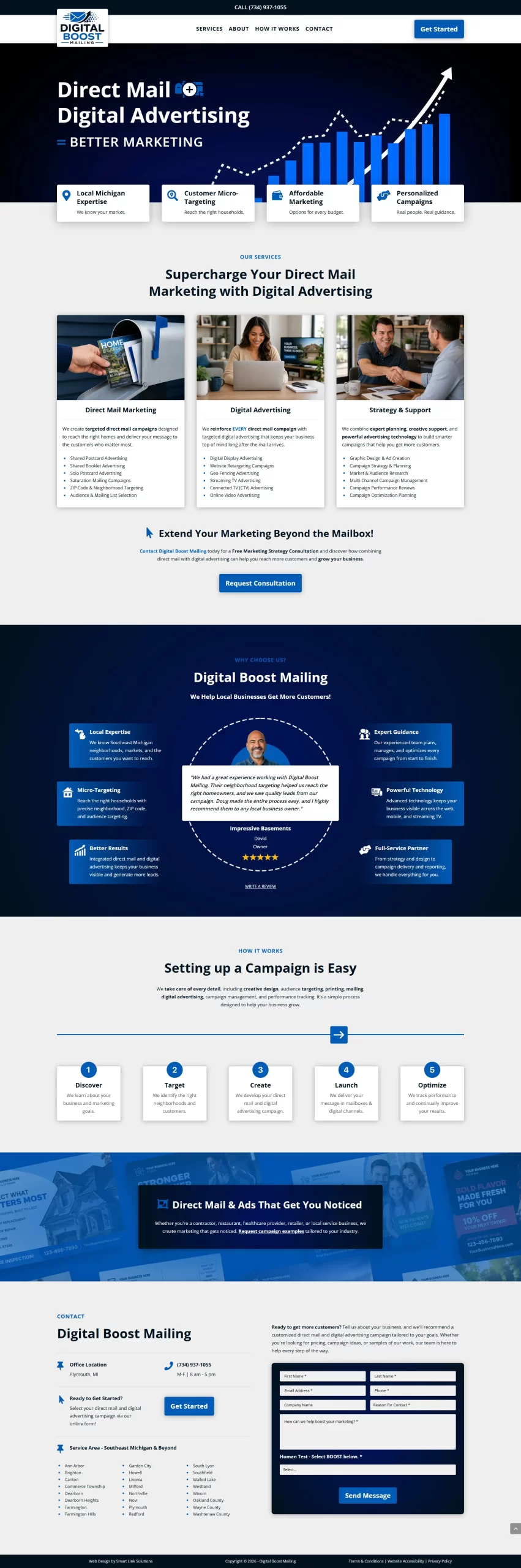 Digital Boost Mailing Homepage Screenshot